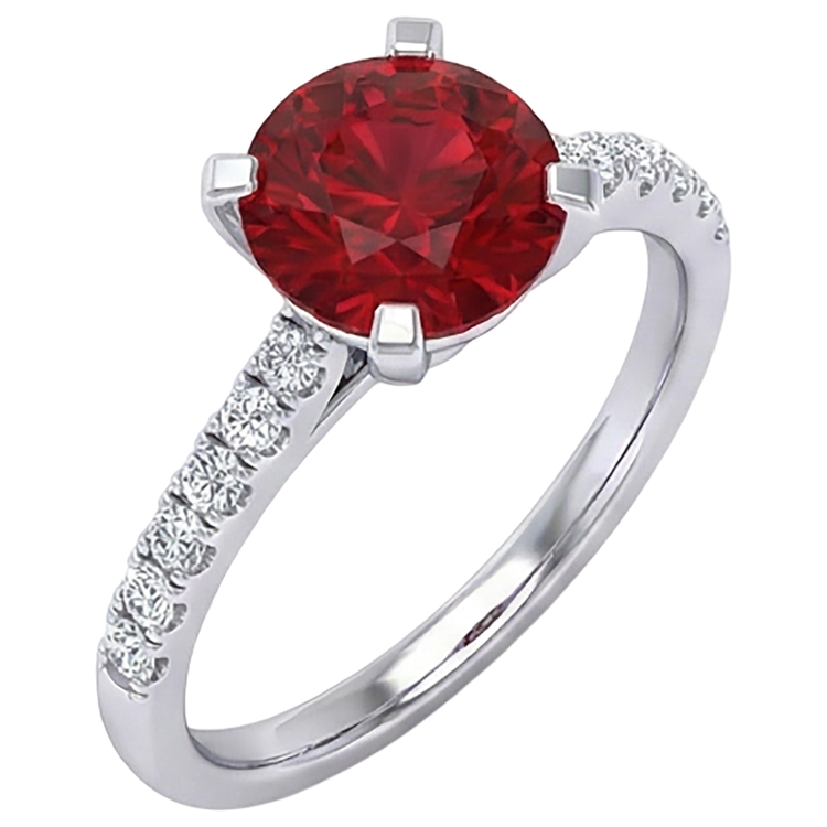 1.20 Carats Bague Rubis Rouge Et Diamant Naturels Extraits des Mines ( et non cultivés en laboratoire ) Or Blanc 14K