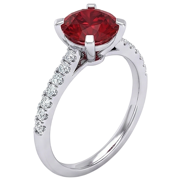 1.20 Carats Bague Rubis Rouge Et Diamant Naturels Extraits des Mines ( et non cultivés en laboratoire ) Or Blanc 14K