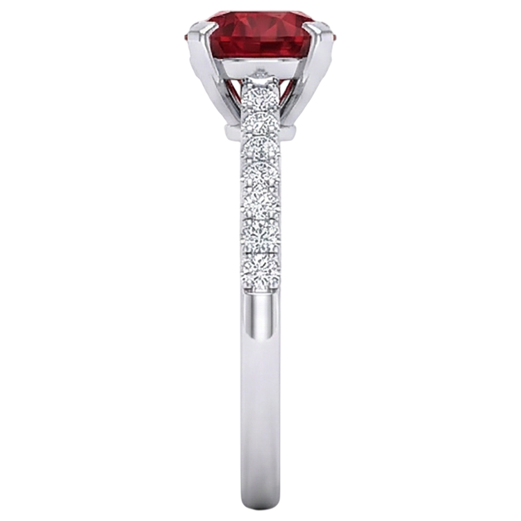 1.20 Carats Bague Rubis Rouge Et Diamant Naturels Extraits des Mines ( et non cultivés en laboratoire ) Or Blanc 14K