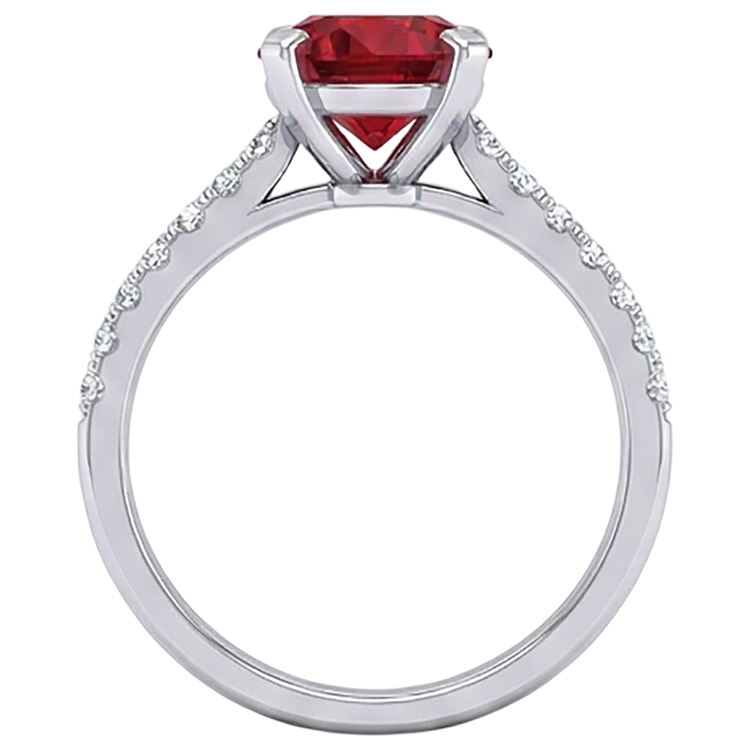 1.20 Carats Bague Rubis Rouge Et Diamant Naturels Extraits des Mines ( et non cultivés en laboratoire ) Or Blanc 14K