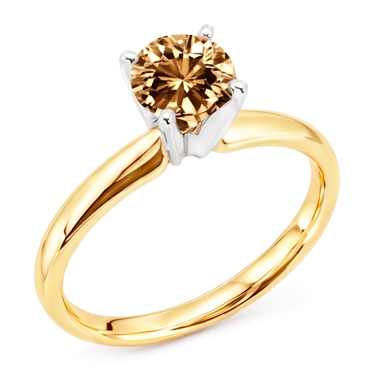 1.25 carat champagne diamant mariage pierre précieuse bague or jaune