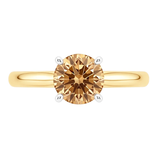 1.25 carat champagne diamant mariage pierre précieuse bague or jaune