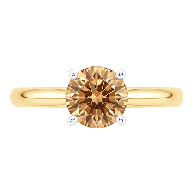 1.25 carat champagne diamant mariage pierre précieuse bague or jaune