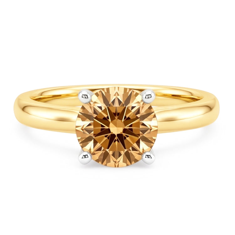 1.25 carat champagne diamant mariage pierre précieuse bague or jaune