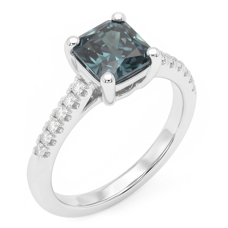 1.25 carats. Bague de Fiançailles Diamant Naturels Extraits des Mines ( et non cultivés en laboratoire ) Rond & Radiant Nouvel Or Blanc