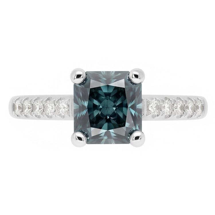 1.25 carats. Bague de Fiançailles Diamant Naturels Extraits des Mines ( et non cultivés en laboratoire ) Rond & Radiant Nouvel Or Blanc