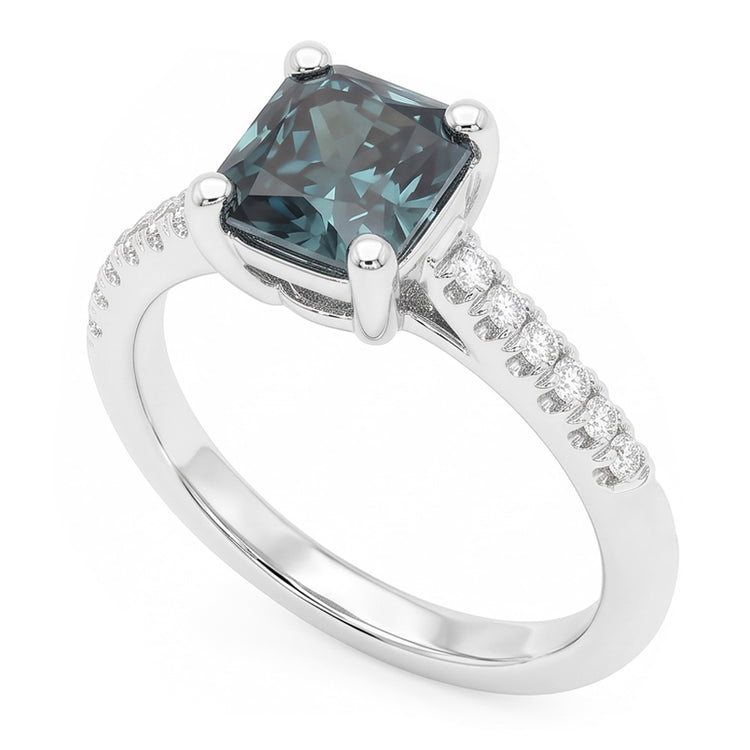 1.25 carats. Bague de Fiançailles Diamant Naturels Extraits des Mines ( et non cultivés en laboratoire ) Rond & Radiant Nouvel Or Blanc