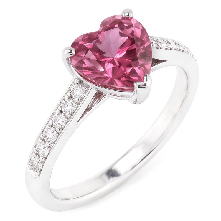 1.25 carats en forme de coeur rose saphir diamant bague en or