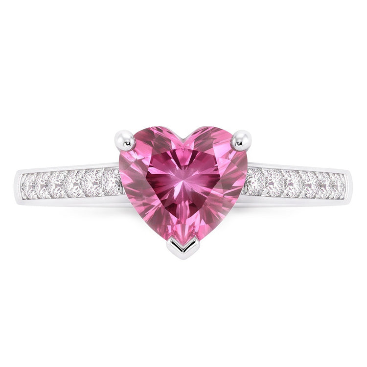 1.25 carats en forme de coeur rose saphir diamant bague en or
