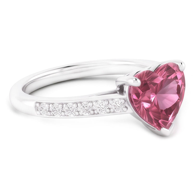 1.25 carats en forme de coeur rose saphir diamant bague en or