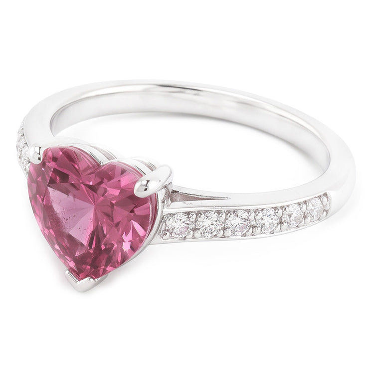 1.25 carats en forme de coeur rose saphir diamant bague en or