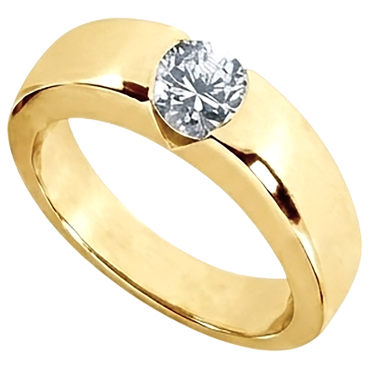 1.25 ct. Bague de fiançailles solitaire avec diamants ronds et brillants en or pour hommes