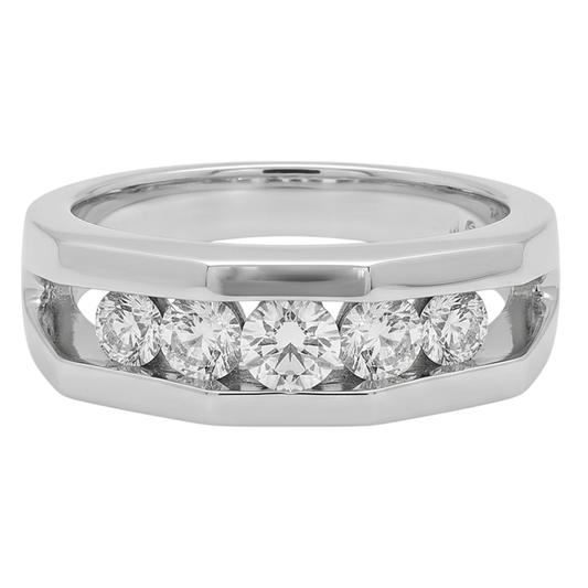 1.40 Carats Réel Diamant Naturels Extraits des Mines ( et non cultivés en laboratoire ) Bague De Fiançailles Pour Hommes Or Blanc 14K