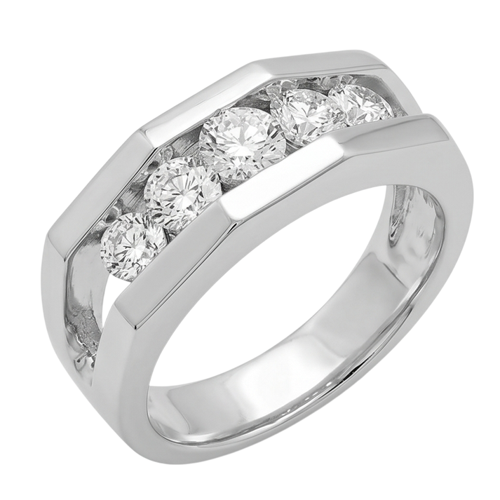 1.40 Carats Réel Diamant Naturels Extraits des Mines ( et non cultivés en laboratoire ) Bague De Fiançailles Pour Hommes Or Blanc 14K