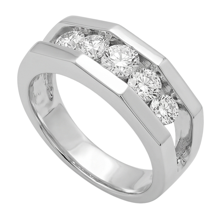 1.40 Carats Réel Diamant Naturels Extraits des Mines ( et non cultivés en laboratoire ) Bague De Fiançailles Pour Hommes Or Blanc 14K
