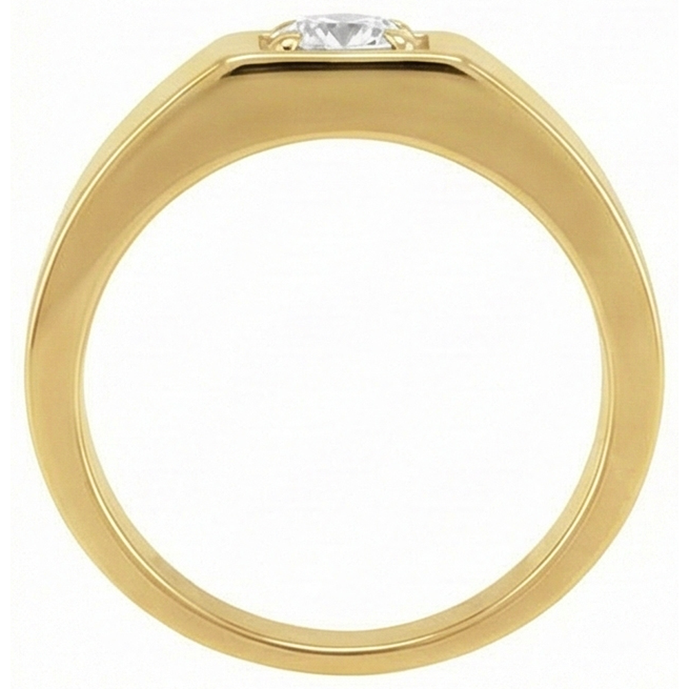 Bague Solitaire Or 14K Jaune avec Diamant Fin – vue de face