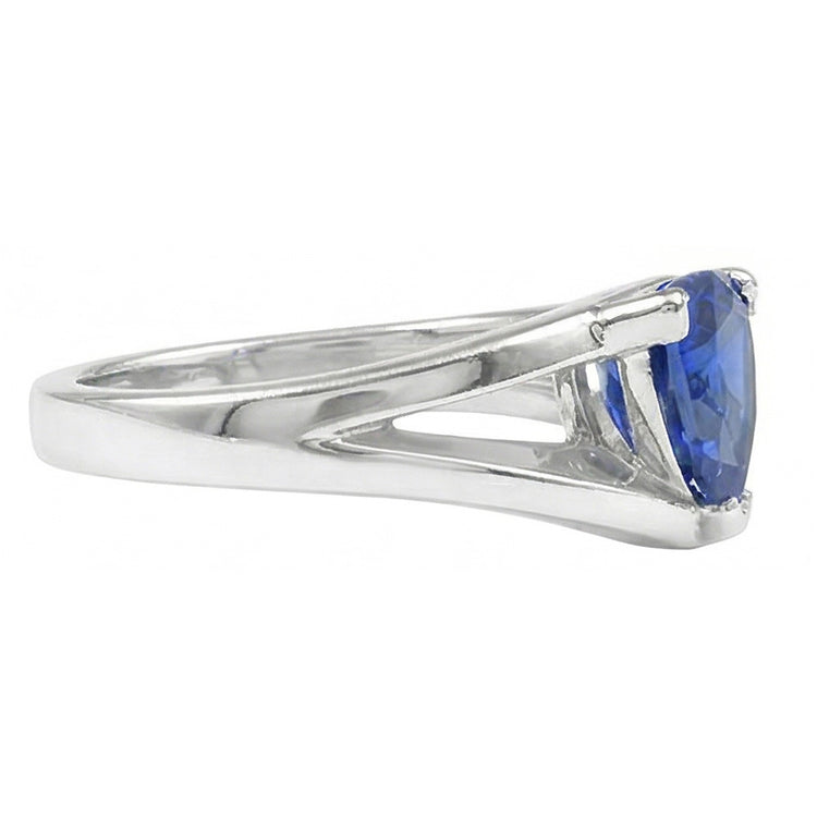 1.50 Carats Bague Solitaire Trillion Ceylan Saphir Split Tige