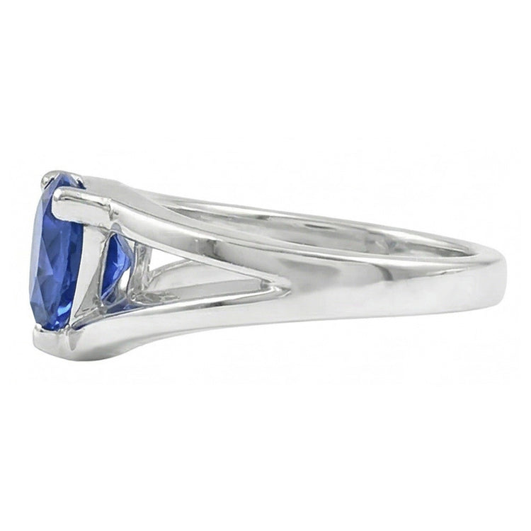 1.50 Carats Bague Solitaire Trillion Ceylan Saphir Split Tige