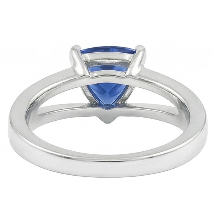 1.50 Carats Bague Solitaire Trillion Ceylan Saphir Split Tige