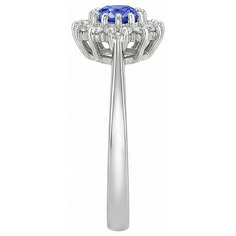 1.65 Ct Tanzanite Et Diamant Naturels Extraits des Mines ( et non cultivés en laboratoire ) Fleur Style Bague De Mariage Or Blanc 14K