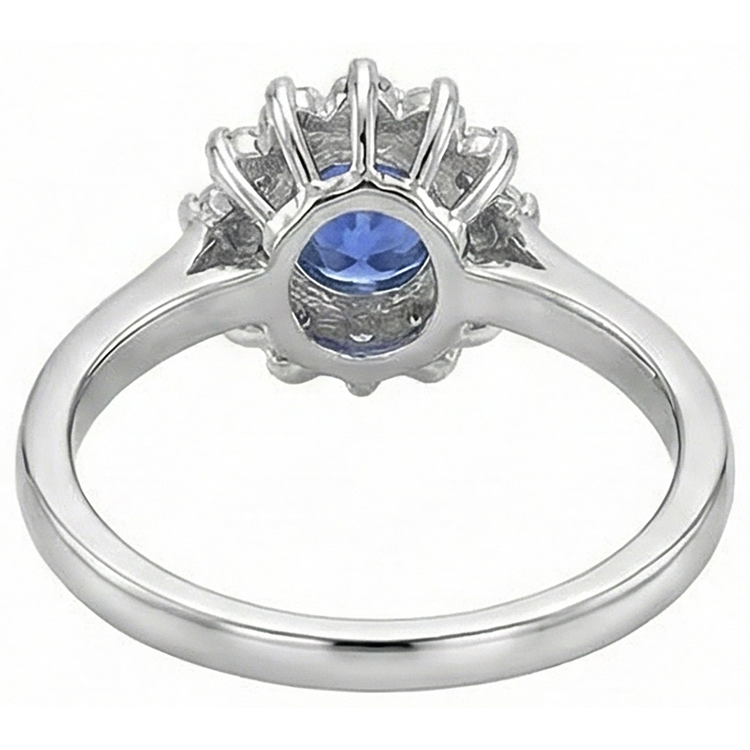1.65 Ct Tanzanite Et Diamant Naturels Extraits des Mines ( et non cultivés en laboratoire ) Fleur Style Bague De Mariage Or Blanc 14K