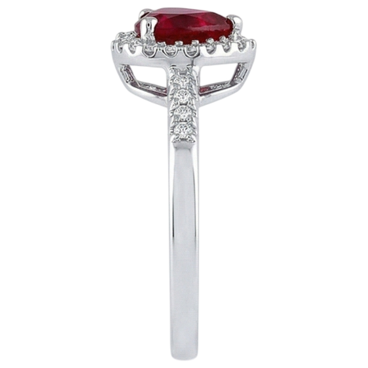1.65 rubis rouge taillé en cœur avec bague halo de diamants en or blanc 14k