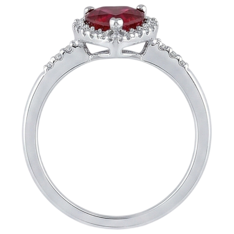 1.65 rubis rouge taillé en cœur avec bague halo de diamants en or blanc 14k