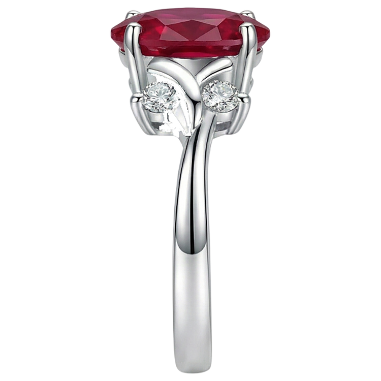 naturel oval rubis 1.70carats bague vue de dessus