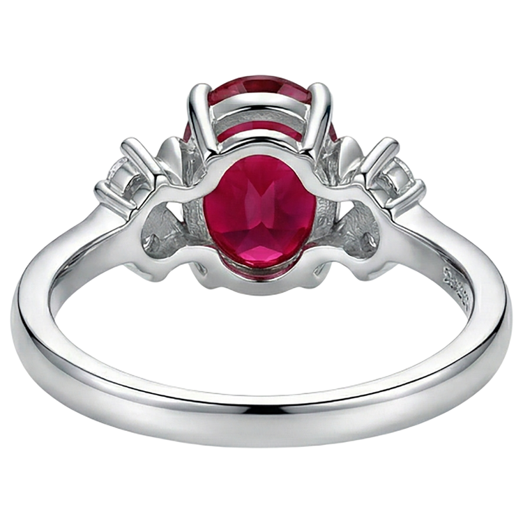 naturel oval rubis 1.70carats bague vue de profil