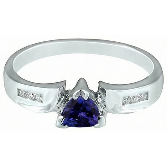 naturel trillion tanzanite 1.75carats bague angle de côté
