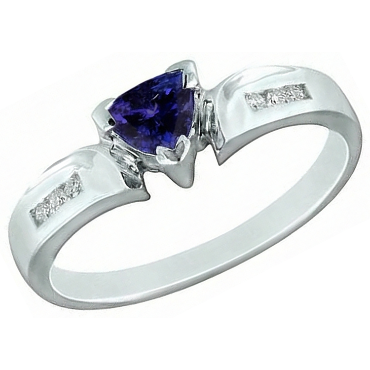 naturel trillion tanzanite 1.75carats bague détail rapproché