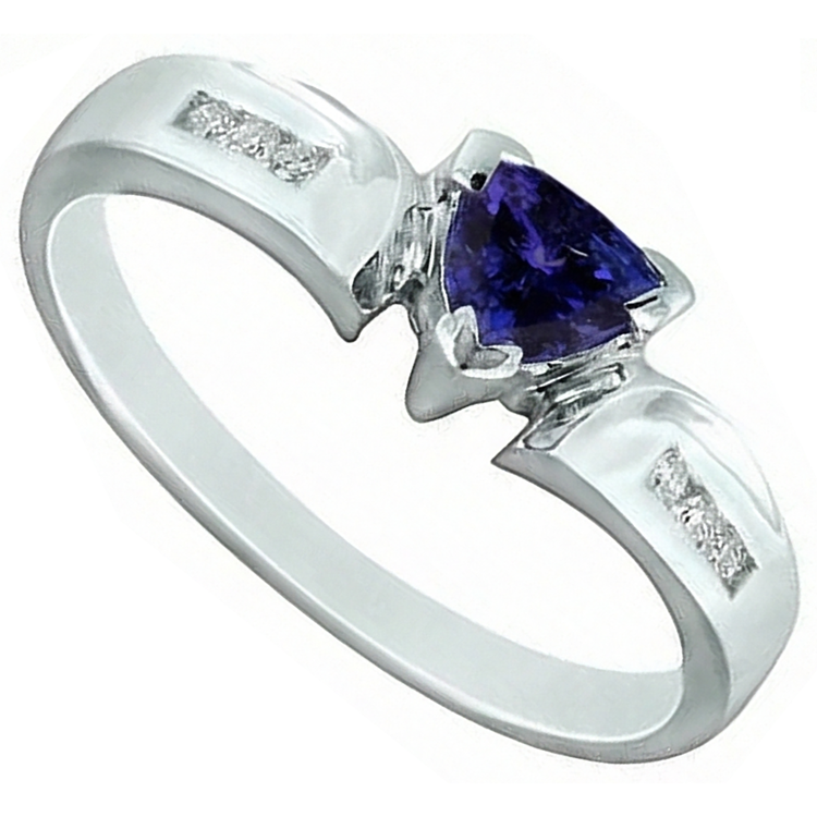 naturel trillion tanzanite 1.75carats bague vue de dessus