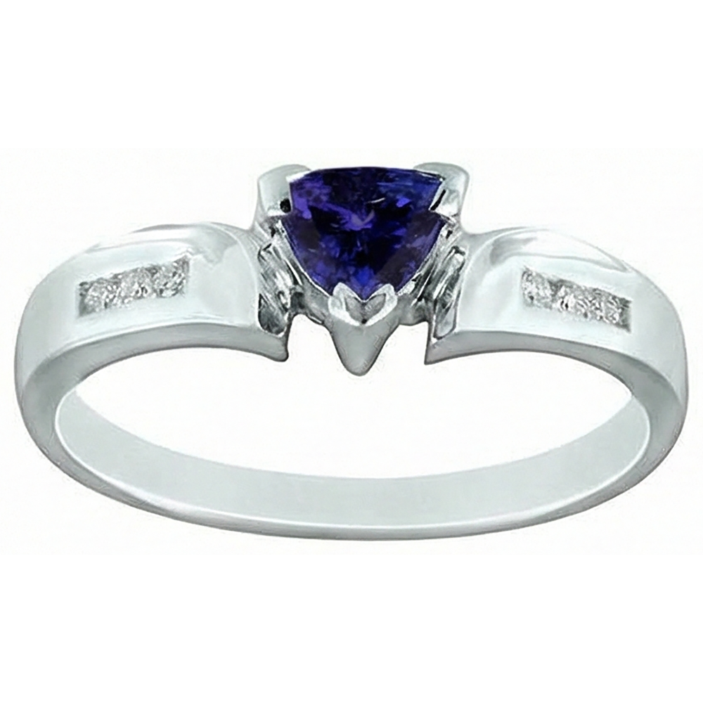 naturel trillion tanzanite 1.75carats bague vue de profil