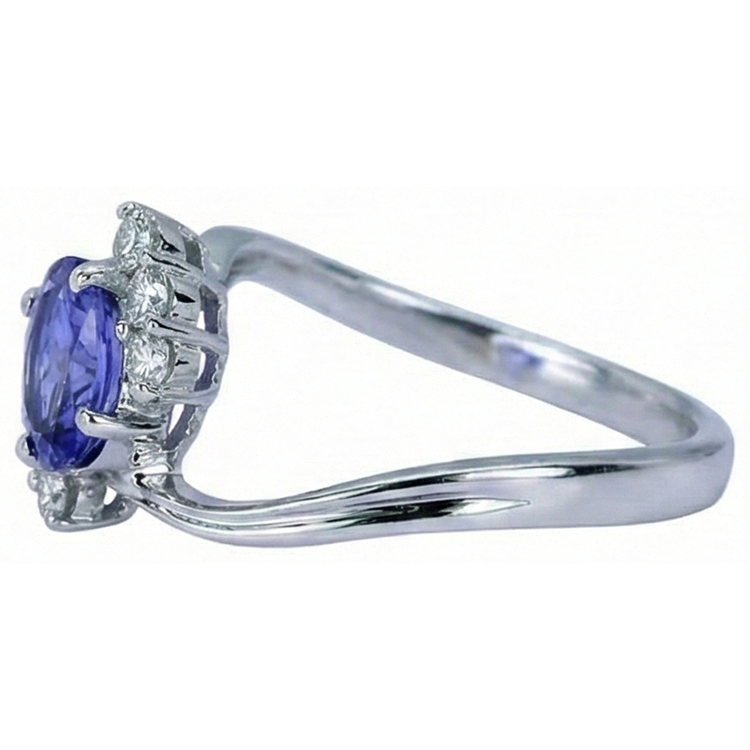 1.75 carat ovale tanzanite et diamants ronds bague bijoux en pierres précieuses