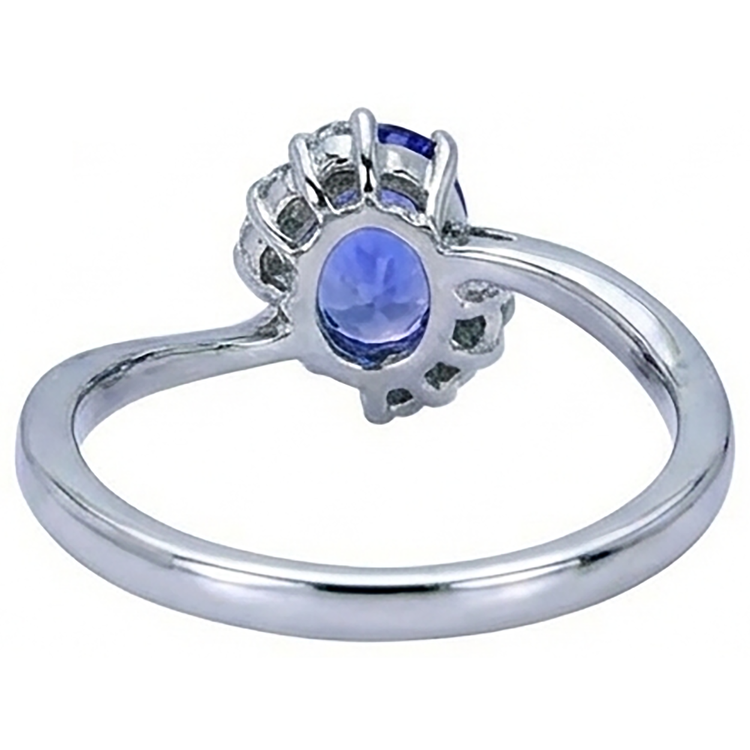 1.75 carat ovale tanzanite et diamants ronds bague bijoux en pierres précieuses