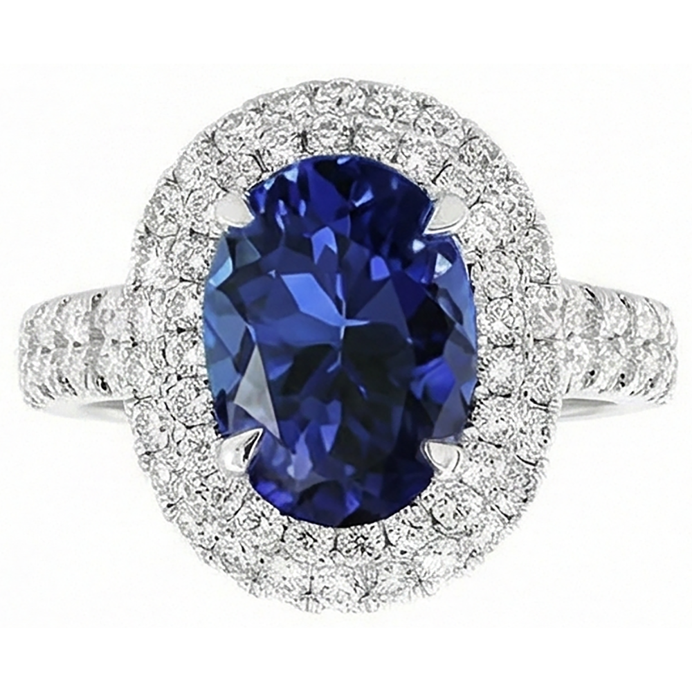naturel oval tanzanite 1.85carats bague angle de côté