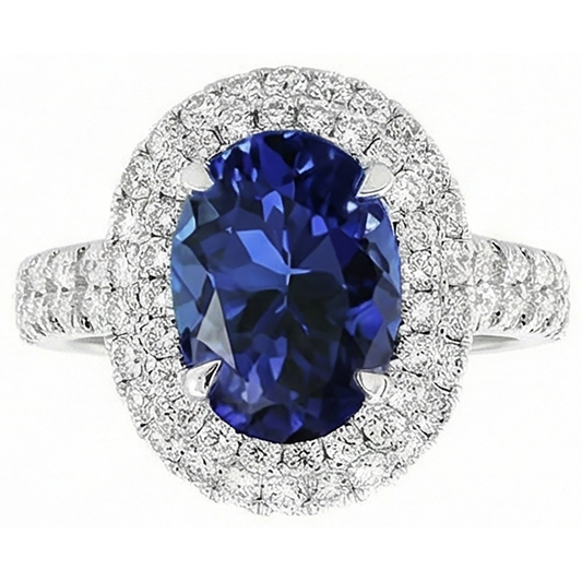 naturel oval tanzanite 1.85carats bague angle de côté
