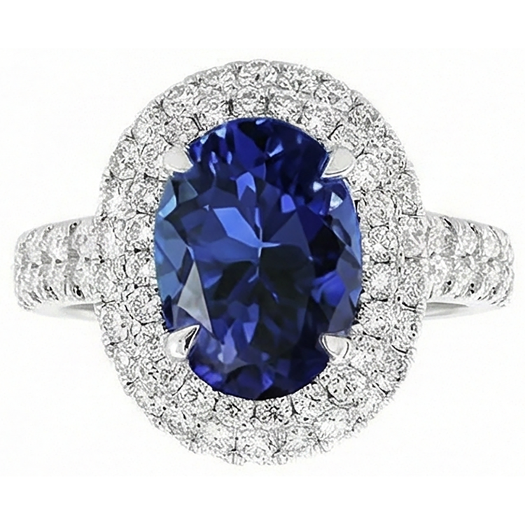 naturel oval tanzanite 1.85carats bague angle de côté
