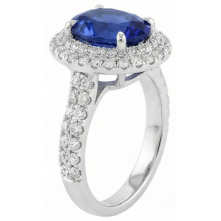 naturel oval tanzanite 1.85carats bague détail rapproché
