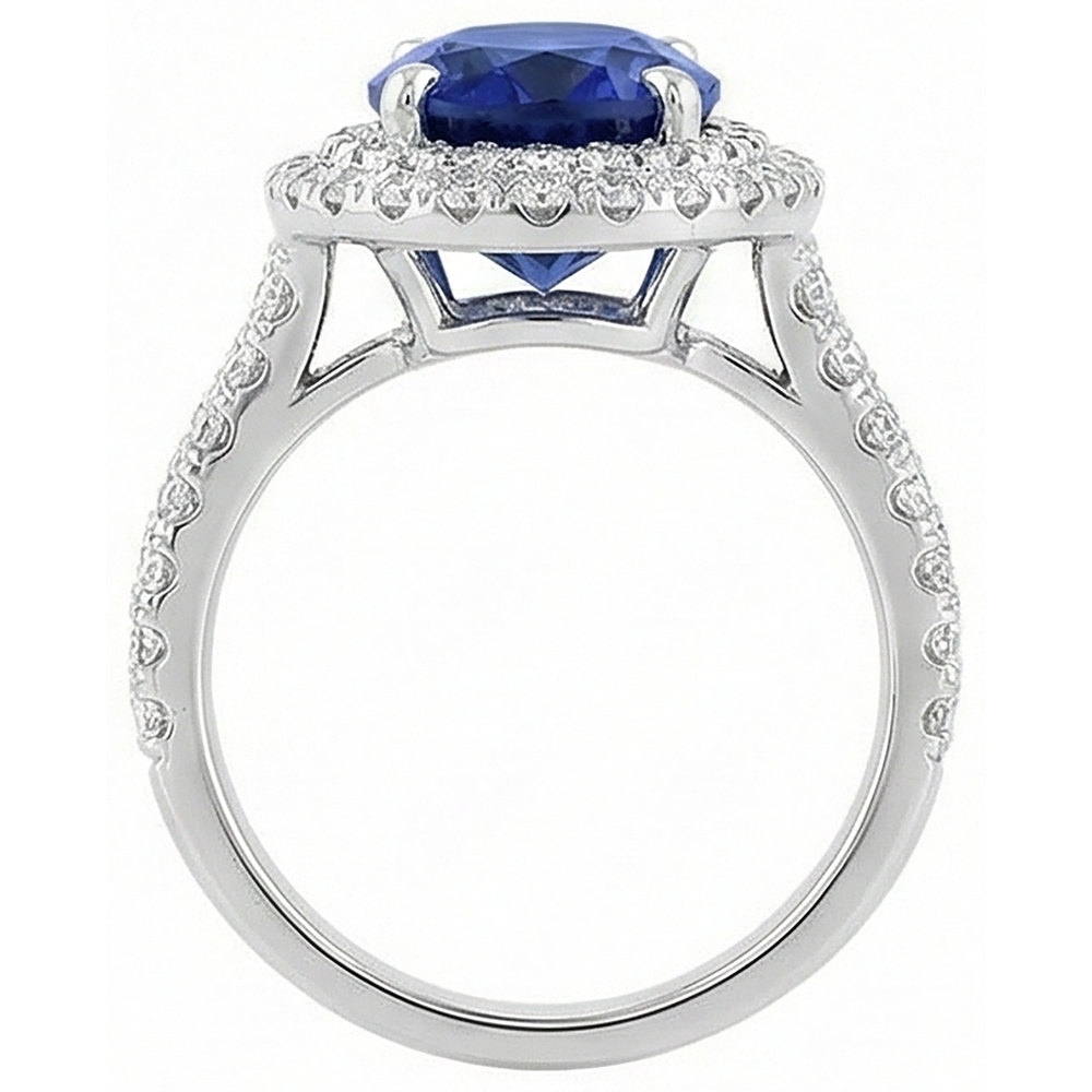 naturel oval tanzanite 1.85carats bague vue de dessus