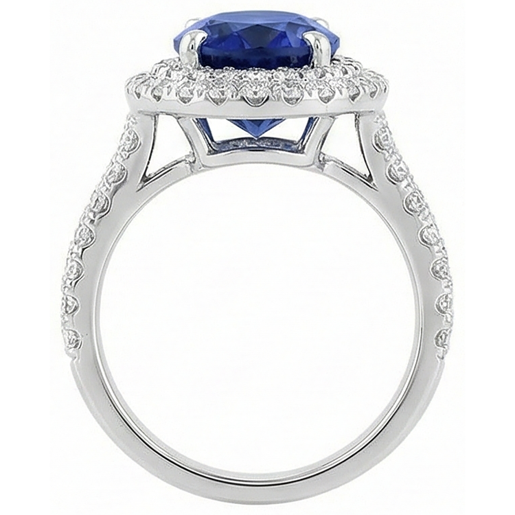 naturel oval tanzanite 1.85carats bague vue de dessus