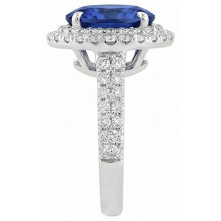 naturel oval tanzanite 1.85carats bague vue de profil