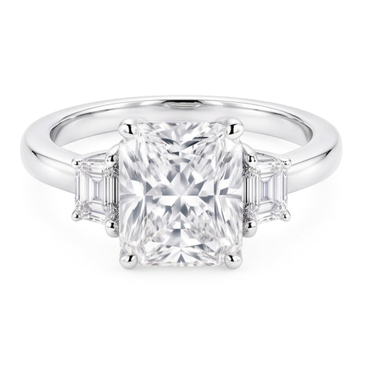 1.91 Carat Bague Naturel Diamant Naturels Extraits des Mines ( et non cultivés en laboratoire ) Coussin Trois 3 Pierres Or Nouveau