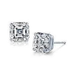1 Carat Asscher Cut Réel Diamond Stud Femmes Boucle D'oreille En Or Blanc 14K