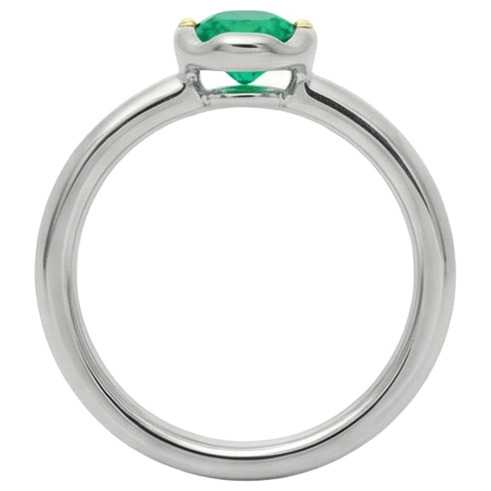 Émeraude Bague avec Gemme 1-carats Or 14K Bicolore – vue de dessus