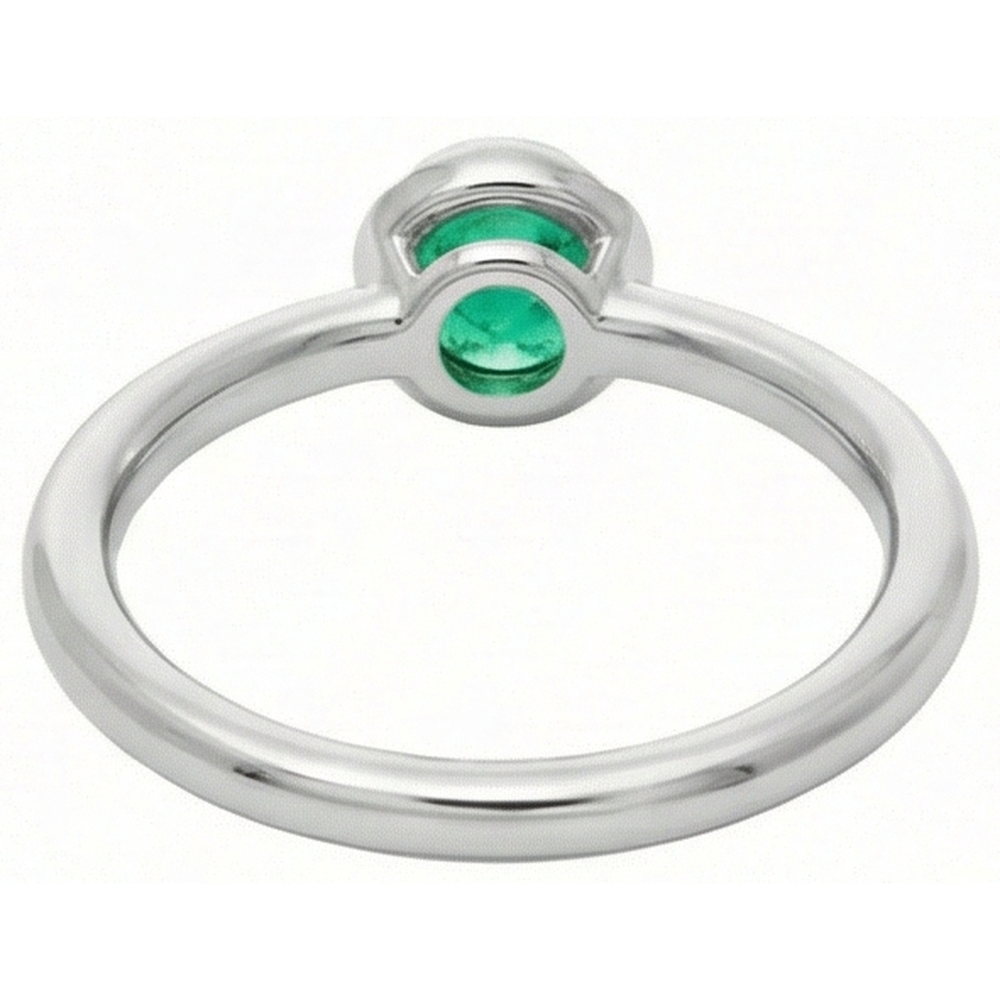 Émeraude Taille Ronde Bague avec Gemme en Or 14K Bicolore – vue arrière