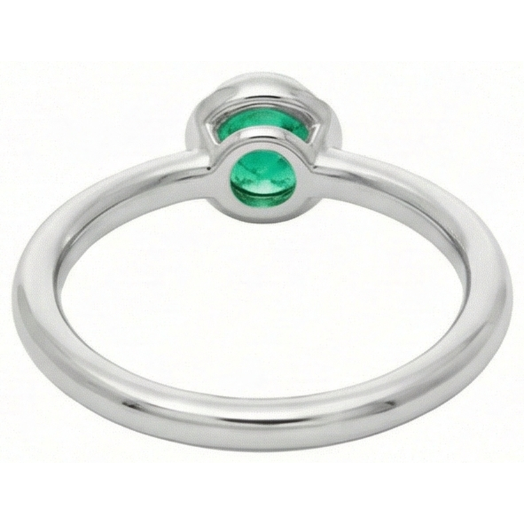 Émeraude Taille Ronde Bague avec Gemme en Or 14K Bicolore – vue arrière