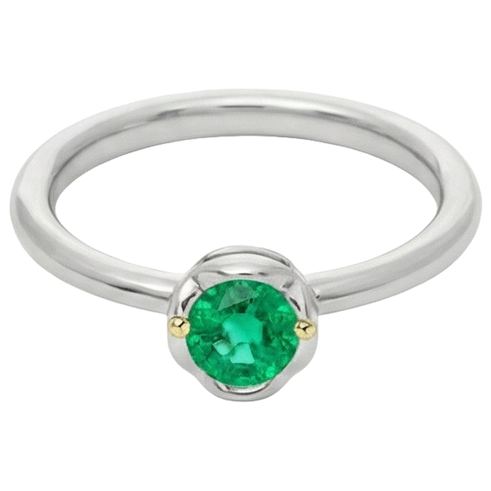 Émeraude Bague avec Gemme – vue de profil