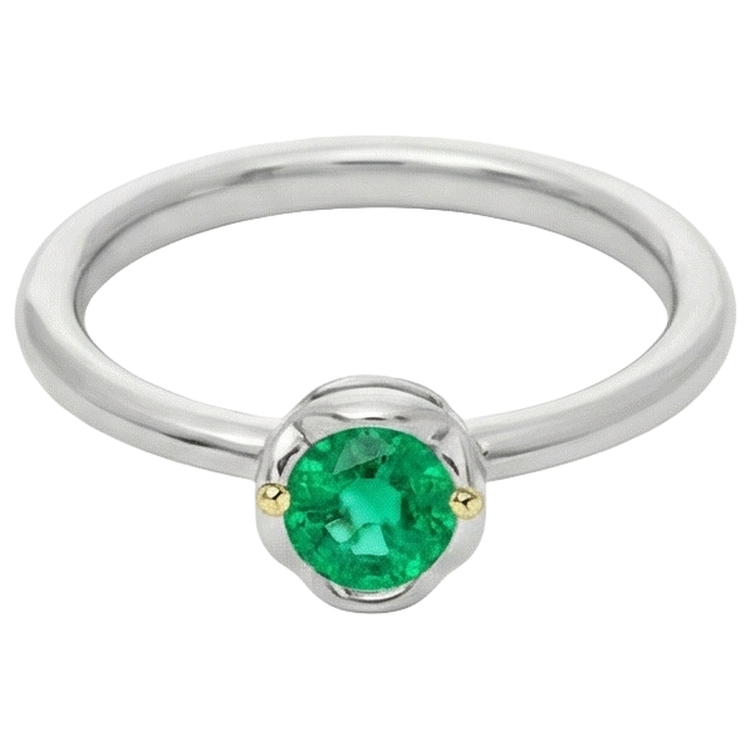 Émeraude Bague avec Gemme – vue de profil