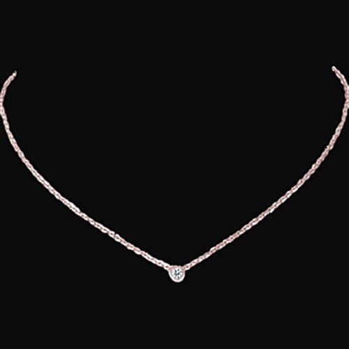 1 Carat Lunette Sertie Véritable Diamant Solitaire Collier Pendentif Or Rose 14K